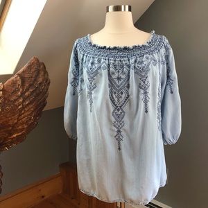Flowy Embroidered Peasant Shirt